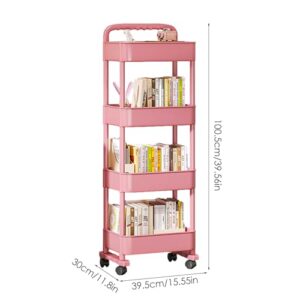 Movable Bookshelf Cart, Movable Storage Book Shelves, Movable Book Rack, Compact Bookshelf on Wheels, Reusable Rolling Storage Cart Movable Bookshelf for Kitchen, Bedroom, Living Room & Laundry Room