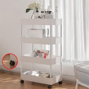 OXOAMP Storage Shelves Rack for Kitchen Storage Shelving Storage Cart Rolling Wheels Kitchen Bathroom Organizer Household Rack Mobile Shelf