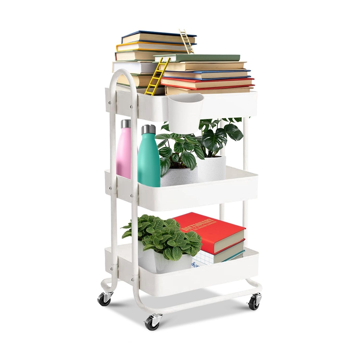 EKKIO Rolling Cart, 3 Tier Rolling Cart, Storage Cart, Rolling Carts with Wheels, Book Cart, Craft Cart, Lash Cart, Rolling Storage Cart Organizer, Nail Cart, Baby Cart, Bathroom Cart, Diaper Cart