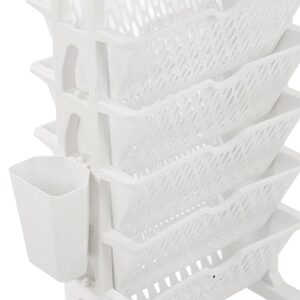 Mobile Shelving, Universal Wheels Tidy Storage 6-Tier Rolling Shelving for Living Room (White)