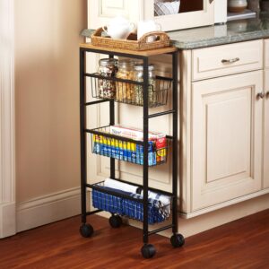 The Lakeside Collection Slim Rolling Kitchen Shelf-Kitchen Shelf