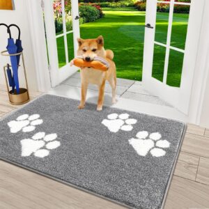 vaukki indoor doormat entryway door mat, non slip absorbent mud trapper mats, low-profile inside floor mats, soft washable small mats door carpet for entryway (grey, 20''x32'')