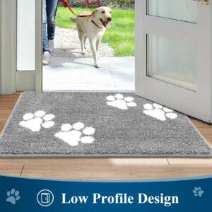 Vaukki Indoor Doormat Entryway Door Mat, Non Slip Absorbent Mud Trapper Mats, Low-Profile Inside Floor Mats, Soft Washable Small Mats Door Carpet for Entryway (Grey, 20''x32'')