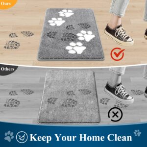 Vaukki Indoor Doormat Entryway Door Mat, Non Slip Absorbent Mud Trapper Mats, Low-Profile Inside Floor Mats, Soft Washable Small Mats Door Carpet for Entryway (Grey, 20''x32'')