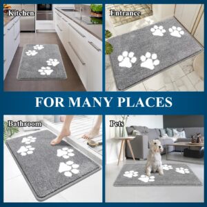 Vaukki Indoor Doormat Entryway Door Mat, Non Slip Absorbent Mud Trapper Mats, Low-Profile Inside Floor Mats, Soft Washable Small Mats Door Carpet for Entryway (Grey, 20''x32'')