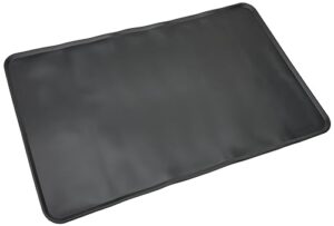 amazon basics waterproof anti-slip silicone pet food and water bowl mat, 24 x 16 inches, black, solid