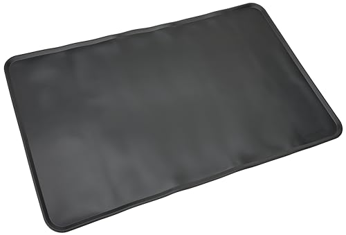 Amazon Basics Waterproof Anti-Slip Silicone Pet Food and Water Bowl Mat, 24 x 16 Inches, Black, Solid