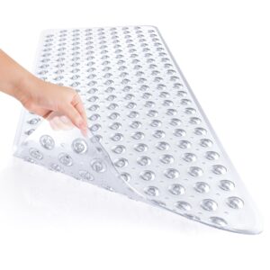 AmazerBath Bath Tub Mat, 40 x 16 Inches Non-Slip Shower Mats with Suction Cups and Drain Holes, Bathtub Mats Bathroom Mats Machine Washable, Clear