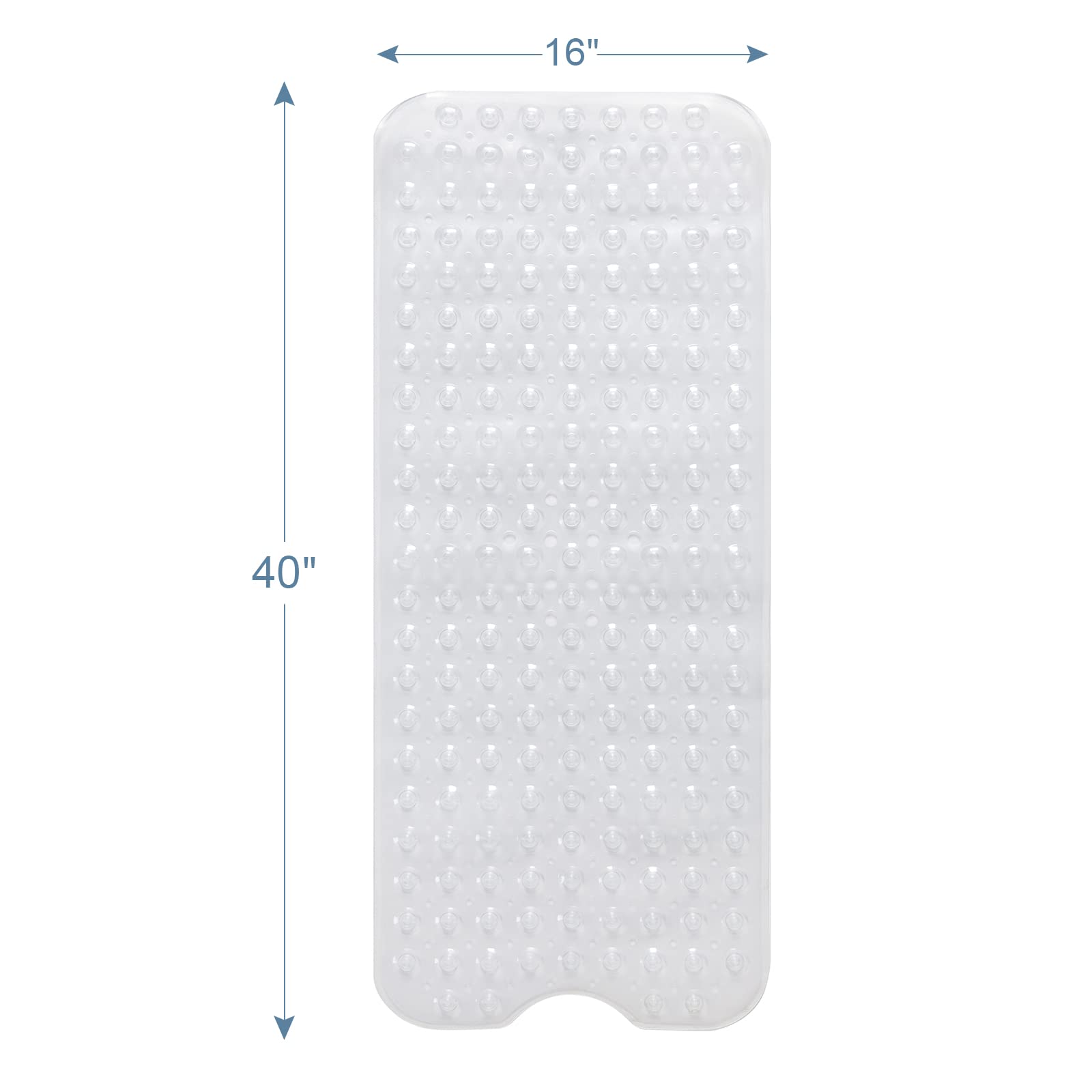 AmazerBath Bath Tub Mat, 40 x 16 Inches Non-Slip Shower Mats with Suction Cups and Drain Holes, Bathtub Mats Bathroom Mats Machine Washable, Clear