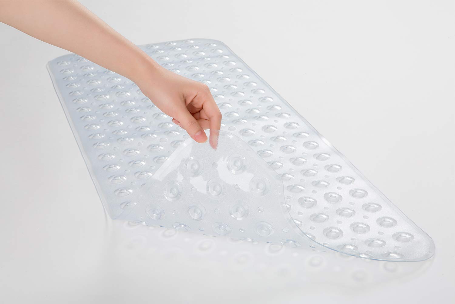 AmazerBath Bath Tub Mat, 40 x 16 Inches Non-Slip Shower Mats with Suction Cups and Drain Holes, Bathtub Mats Bathroom Mats Machine Washable, Clear