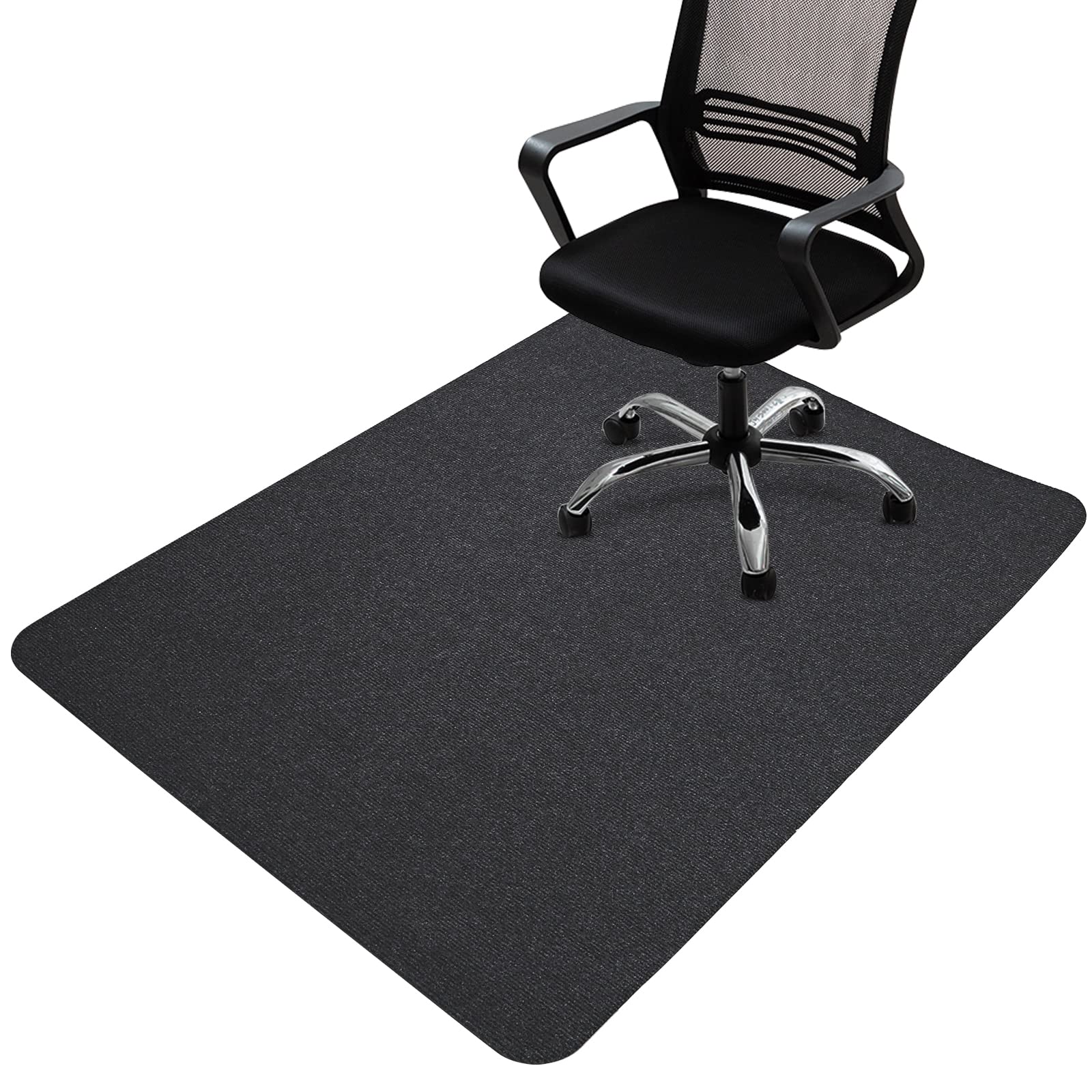 HomeMall Office Chair Mat for Hardwood and Tile Floor, Computer Chair Mat, Non-Slip Floor Protector Rug Carpet, Non-Curve, Under Desk Mat for Rolling Chair, Dark Grey(48"x36")