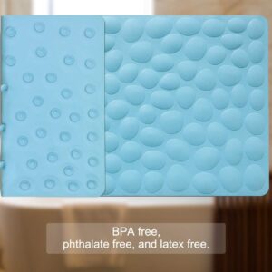 Non-Slip Bathtub Mat OTHWAY Soft Rubber Bathroom Bathmat with Strong Suction Cups (Lake Blue)