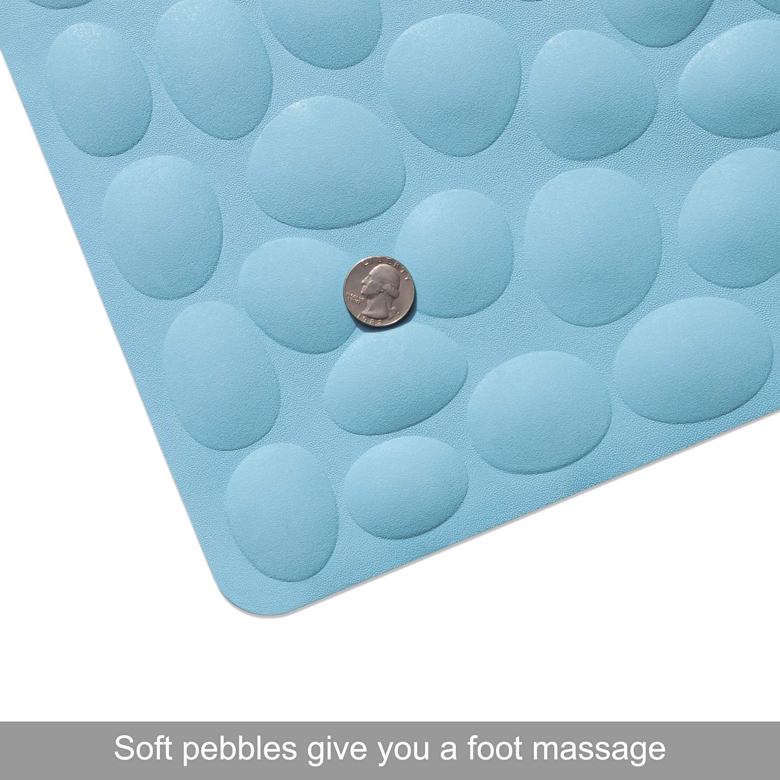 Non-Slip Bathtub Mat OTHWAY Soft Rubber Bathroom Bathmat with Strong Suction Cups (Lake Blue)