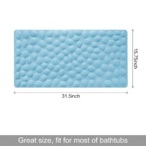 Non-Slip Bathtub Mat OTHWAY Soft Rubber Bathroom Bathmat with Strong Suction Cups (Lake Blue)