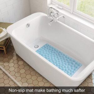 Non-Slip Bathtub Mat OTHWAY Soft Rubber Bathroom Bathmat with Strong Suction Cups (Lake Blue)