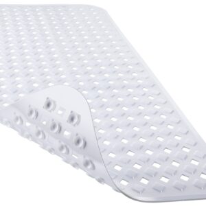 Yimobra Original Non Slip Bathtub Mats, Shower Bath Mat for Tub with Suction Cups and Drain Holes, Machine Washable, BPA, Latex, Phthalate Free, 34.5 x 15.5 Inches, White