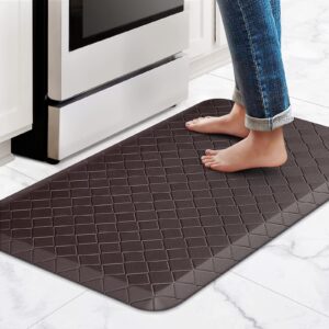 HappyTrends Cushioned Anti-Fatigue Rug,17.3"x28",Thick Waterproof Non-Slip Kitchen Mats Heavy Duty Ergonomic Comfort Rug for Kitchen,Floor,Office,Sink,Chocolate