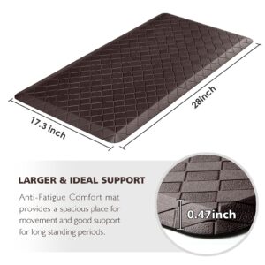 HappyTrends Cushioned Anti-Fatigue Rug,17.3"x28",Thick Waterproof Non-Slip Kitchen Mats Heavy Duty Ergonomic Comfort Rug for Kitchen,Floor,Office,Sink,Chocolate