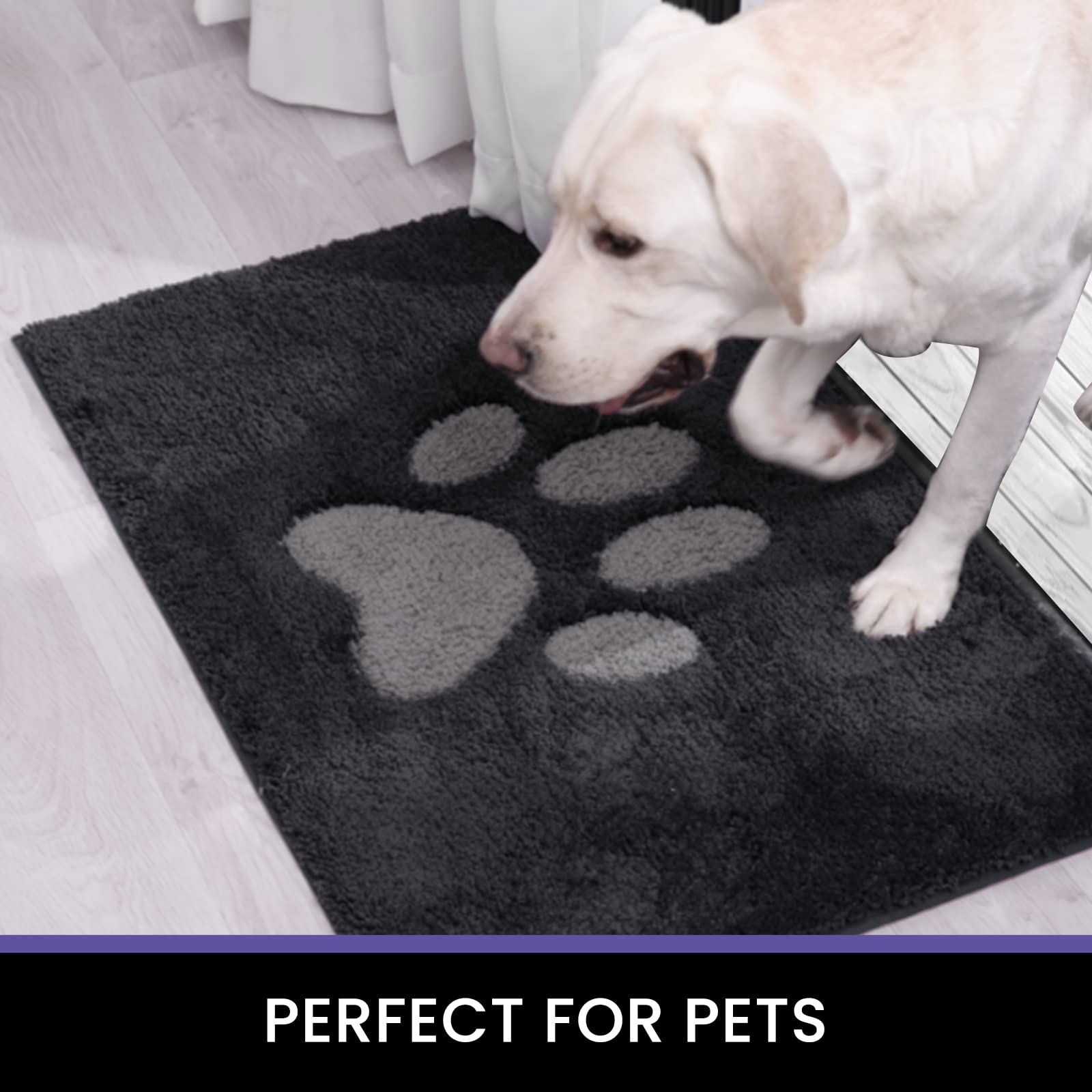 Oiilores Door Mat Indoor, Dog Mats for Muddy Paws Super Absorbent, Low-Profile Entryway Rug with Non-Slip Backing, Washable Dirty Trapper Inside Entrance Doormat for Shoes, 24" x 36", Dark Gray