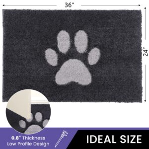 Oiilores Door Mat Indoor, Dog Mats for Muddy Paws Super Absorbent, Low-Profile Entryway Rug with Non-Slip Backing, Washable Dirty Trapper Inside Entrance Doormat for Shoes, 24" x 36", Dark Gray