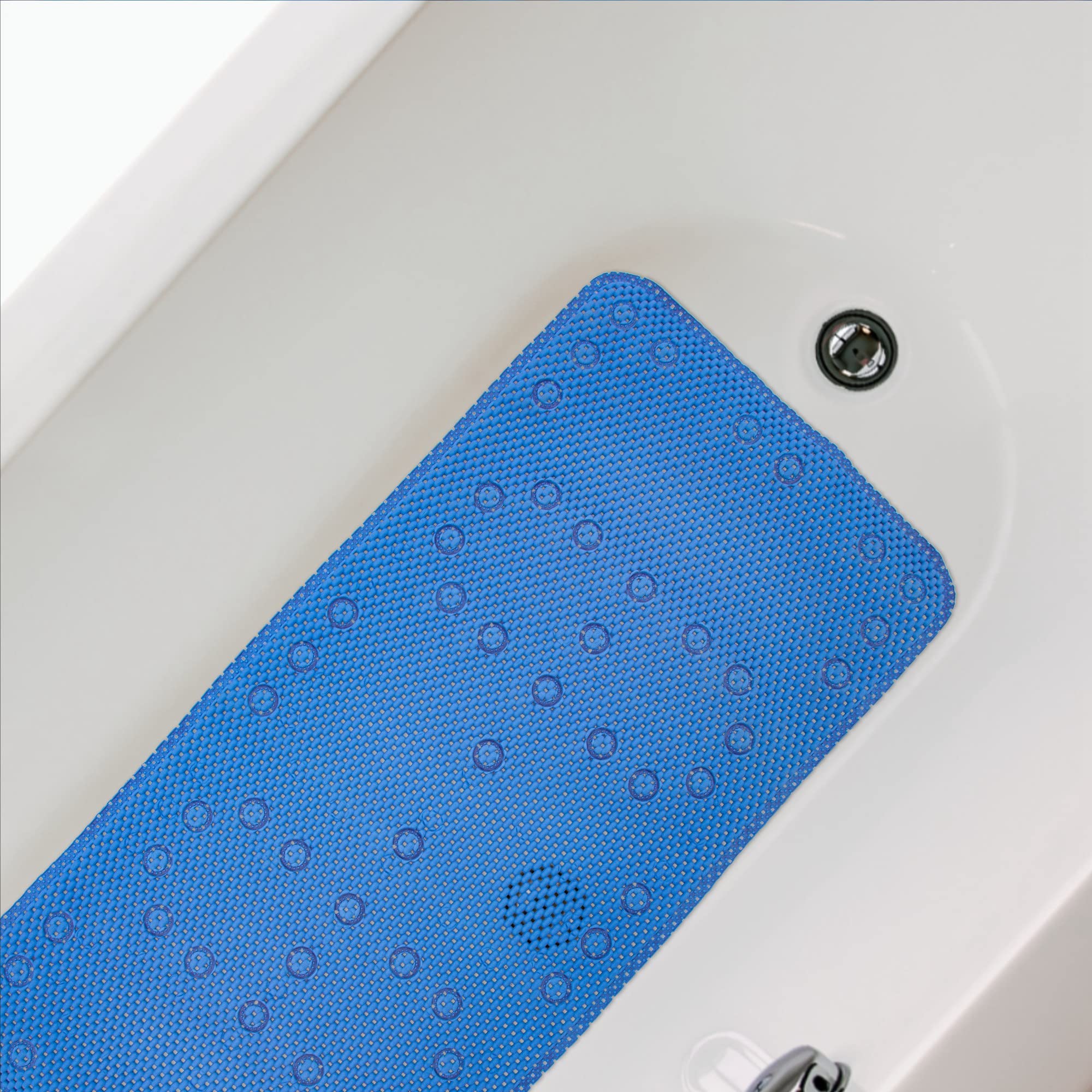 DwellAid Bathtub Mat Non Slip Ivory 36” X 17” Shower Mat Soft Foam Bath Mats for Bathroom Tub, Bathtub Mat with Drain Holes, Suction Cups, Shower Mat Non Slip