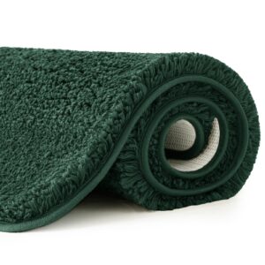 MIULEE Dark Green Bathroom Rugs Set 2 Piece, Non Slip Bath Mat with Absorbent Microfiber, Ultra Soft Thick Rugs for Bathroom Floor Tub Shower, Machine Washable (16 x 24 Inches)