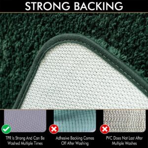 MIULEE Dark Green Bathroom Rugs Set 2 Piece, Non Slip Bath Mat with Absorbent Microfiber, Ultra Soft Thick Rugs for Bathroom Floor Tub Shower, Machine Washable (16 x 24 Inches)