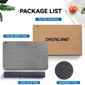 DIKENLAND Stone Bath Mat, Diatomaceous Earth Bath Mat Stone, Non-Slip Stone Shower Mat for Bathroom, Quick Drying Stone Bath Mat Large, Super Absorbent Bath Stone Mat 23.5" x 15.5"