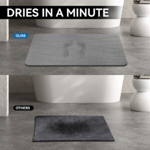 DIKENLAND Stone Bath Mat, Diatomaceous Earth Bath Mat Stone, Non-Slip Stone Shower Mat for Bathroom, Quick Drying Stone Bath Mat Large, Super Absorbent Bath Stone Mat 23.5" x 15.5"