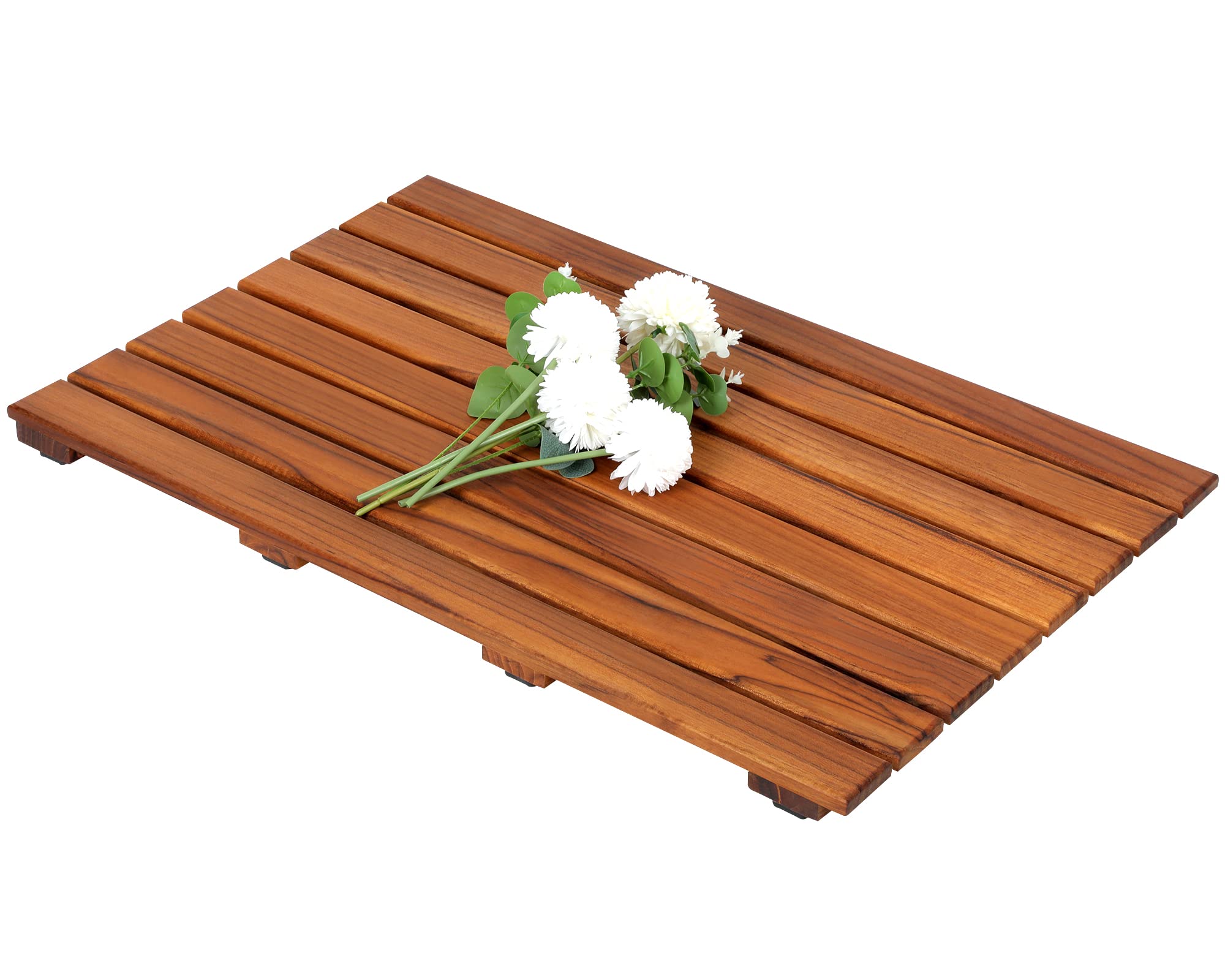 VaeFae Teak Shower Mat, Non-Slip Bath Mat, Luxury Spa Mat, Wooden Mat for Bathtub (Large)