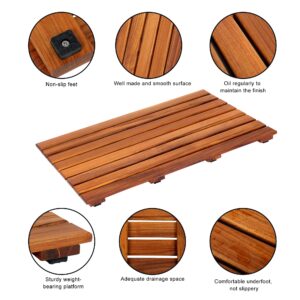 VaeFae Teak Shower Mat, Non-Slip Bath Mat, Luxury Spa Mat, Wooden Mat for Bathtub (Large)