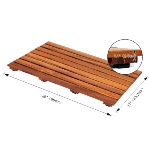 VaeFae Teak Shower Mat, Non-Slip Bath Mat, Luxury Spa Mat, Wooden Mat for Bathtub (Large)