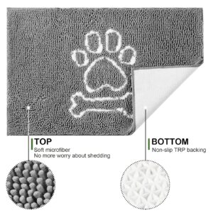 AROGAN Indoor Doormat, Front Door Mat 60"x24" Absorbent Rubber Backing Non Slip Door Mats, Machine Washable Chenille Door Mat for Muddy Shoes and Dog Paws Low Profile Rugs for Entryway, Grey