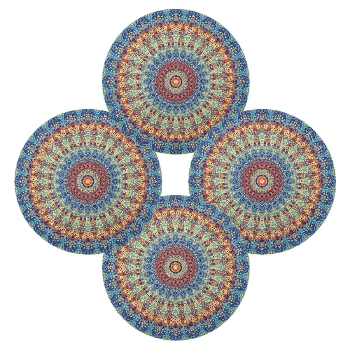 Qilmy Mandala Round Placemats Non-Slip Washable Polyester Table Mats Set of 1 Heat Resistant Placemats for Kitchen Dining Table Decoration