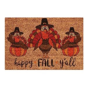 Turkey Pumpkins Door Mat Fall Thanksgiving Funny Welcome Indoor Front Door Mat Autumn Golden Farmhouse Doormat Outdoor Entrance with Non Slip Backing Thanksgiving Doormat 05_B, 23.6" L x 15.7" W