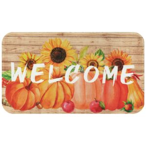 alishomtll fall doormat, autumn thanksgiving decoration pumpkin door mat, non-slip and washable welcome fall decorative door mat, indoor outdoor 18 x 30 inch