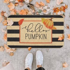 Erweicet Fall Hello Pumpkin Maple Mat Autumn Pumpkin Maple Doormat Thanksgiving Front Door Fall Blanket Fall Outdoor Non Slip Mat Autumn Harvest for Indoor Outdoor Mat