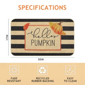 Erweicet Fall Hello Pumpkin Maple Mat Autumn Pumpkin Maple Doormat Thanksgiving Front Door Fall Blanket Fall Outdoor Non Slip Mat Autumn Harvest for Indoor Outdoor Mat