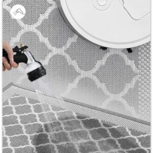 Color G Kitchen Rugs Mats Sets of 2, Non Skid Washable Kitchen Runner Rug for Floor, Front of Sink, Laundry Room, Non Slip Absorbent Rug and Mat Set, 17"x29"+17"x59", Grey