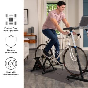 Exercise Bike Mat - 30x60in Non-Slip Waterproof Indoor Cycle or Treadmill Pad - Multipurpose Noise-Reducing Workout Mat by Wakeman,Black