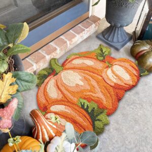 frjinie thanksgiving pumpkin rug - 31"×22", non slip washable welcome door mat, cute fall doormats for indoor outdoor entrance home bathroom living room (d)