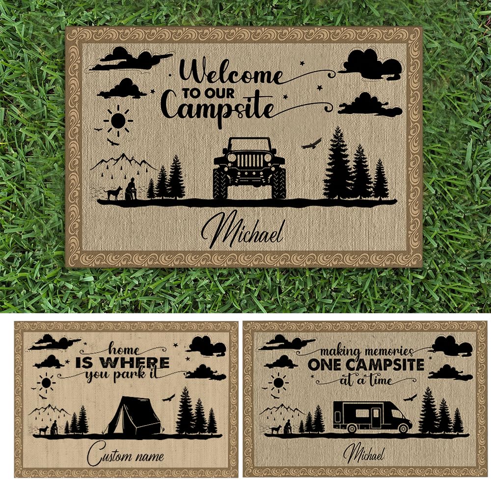 Personalized Making Memories One Campsite At A Time Doormat 16x24 inches, Outdoor Camping Door Mat, Rv Welcome Mat Personalized, Camping Door Mats Outside, Camper Door Mat, Custom Text & Family Name