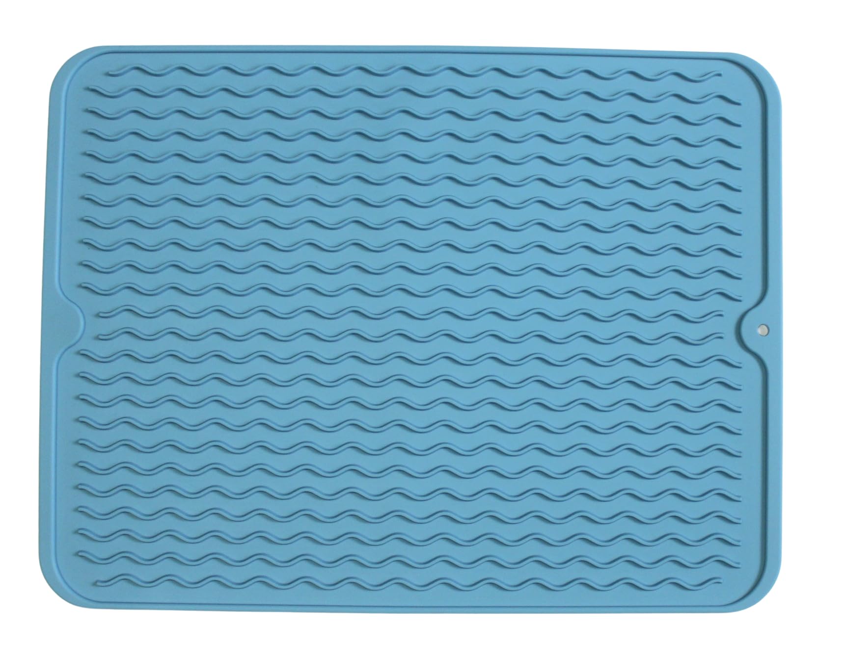 Dependable Industries Silicone Drying Mat, 16"x12" - Grooved Design, Heat-Resistant, Non-Slip, BPA-Free - For Dishes, Cutlery, Pots, Pans (Sky Blue)