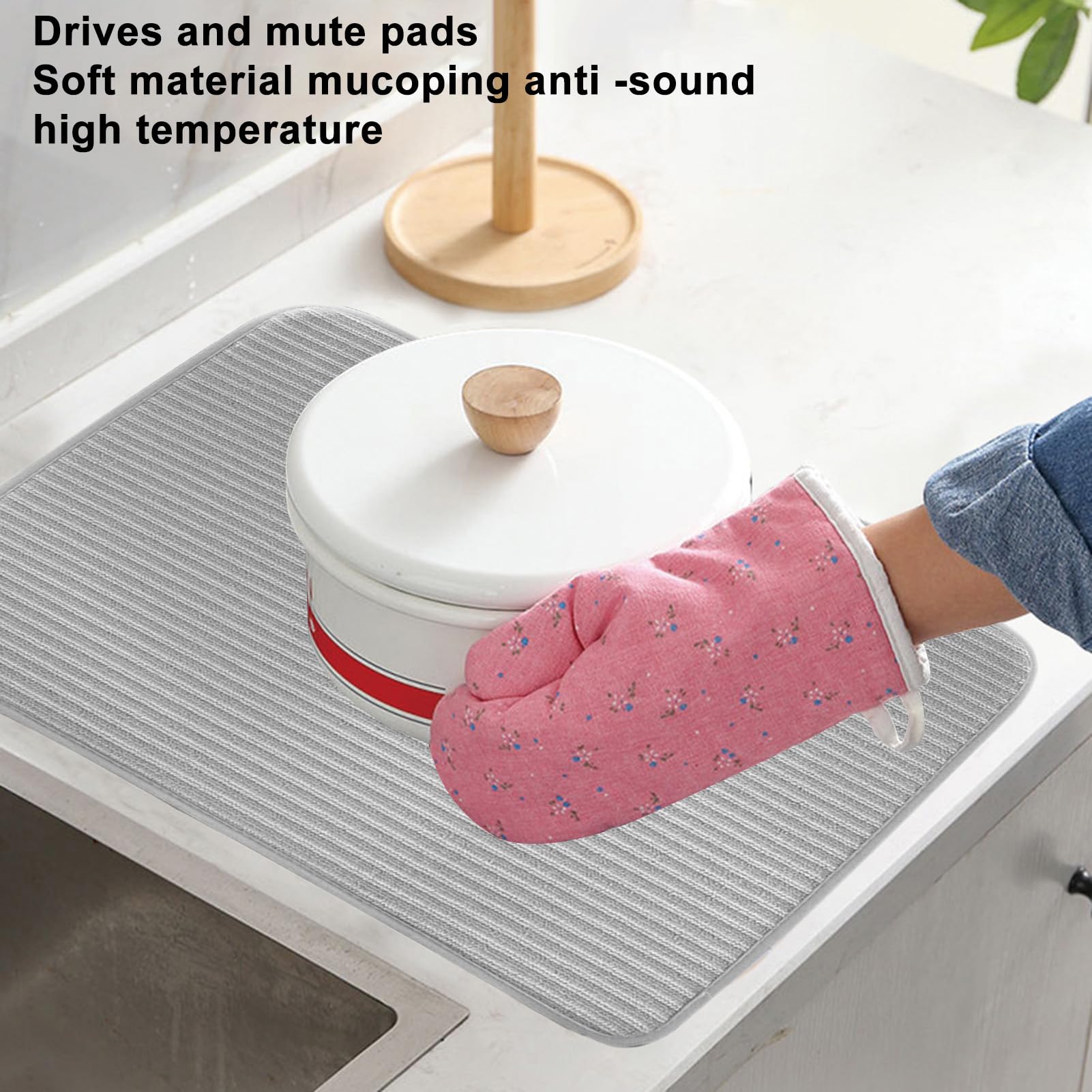 Large Dish Drying Mat Ultra-thick Non-slip Super Absorbent Kitchen Counter Dish Drying Pads Dish Drainers, 2Pcs (Medium)