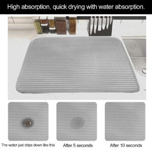 Large Dish Drying Mat Ultra-thick Non-slip Super Absorbent Kitchen Counter Dish Drying Pads Dish Drainers, 2Pcs (Medium)