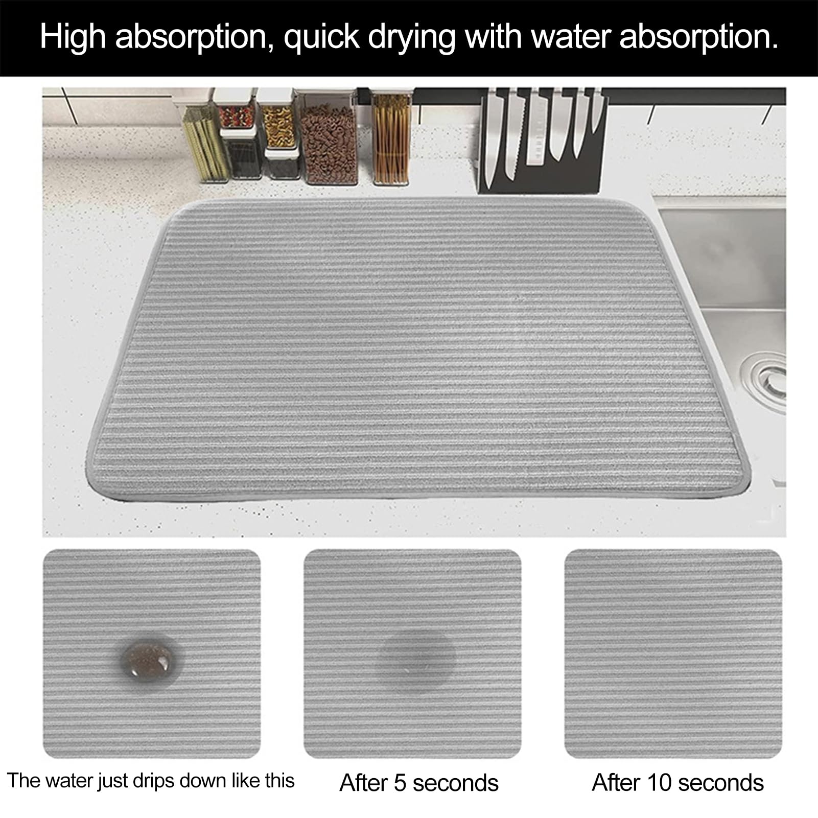 Large Dish Drying Mat Ultra-thick Non-slip Super Absorbent Kitchen Counter Dish Drying Pads Dish Drainers, 2Pcs (Medium)