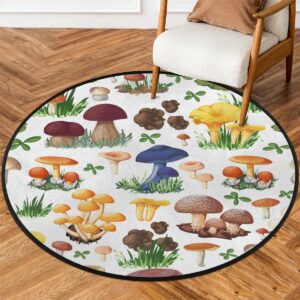 tavisto 3 ft mushroom seamless pattern round desk chair mat non-slip soft desk floor mat washable floor mat for office living room bedrooms laundry room foyer doorway