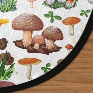 Tavisto 3 Ft Mushroom Seamless Pattern Round Desk Chair Mat Non-Slip Soft Desk Floor Mat Washable Floor Mat for Office Living Room Bedrooms Laundry Room Foyer Doorway