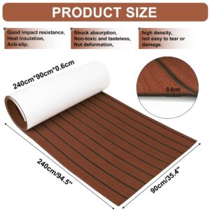 BETOVV 96''x26'' /36''Boat Carpet Self-Adhesive EVA Foam Boat Flooring 96''x26 36 48''Faux Teak Marine Boat Decking Sheet Non-Slip Mat for Motor Boats Non-Slip Self-Adhesive Flooring