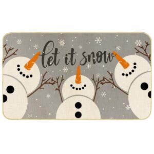 anydesign christmas winter doormat snowman front door mat non-slip let it snow decorative door rugs carpet floor mat for xmas winter indoor outdoor home office decor, 17 x 29 in